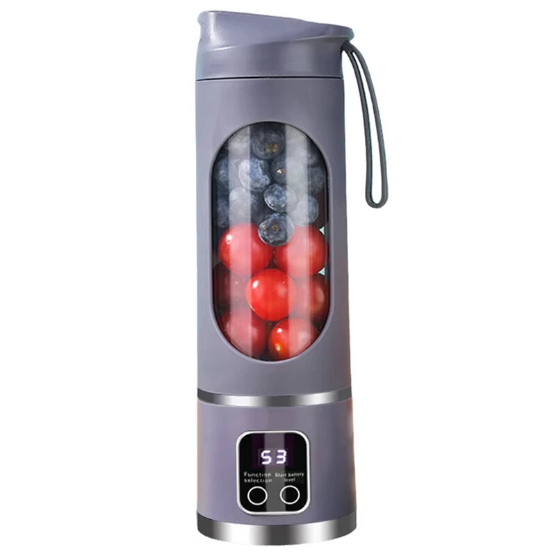 (image for) 450ml Portable Juicer Cup 12 Blade Head USB Charging Mini Blender Electric Juicer 3 Gears Double Cover Fruit Mixer